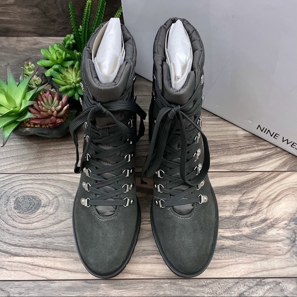 NIB Nine West Persia Leather Lug Sole Hiker Boots - Picture 6 of 12